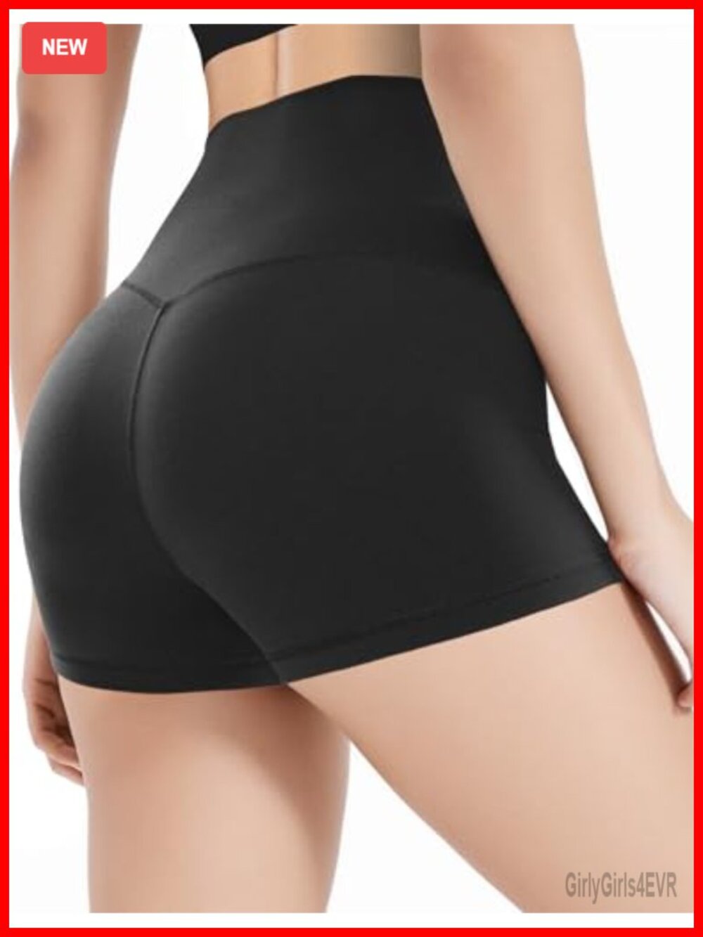 Women's High Waisted Biker Shorts Soft Stretch Tummy Control V-Back Spandex